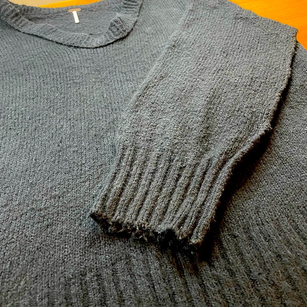 Free People Sweater Revolve Brookside Tunic Women’s Small Oversized Black Baggy - Picture 2 of 11